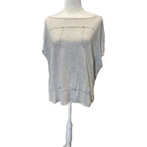 Eileen Fisher Women’s Top SZMedium Gray Striped Boxy Linen Dolman Sleeve
